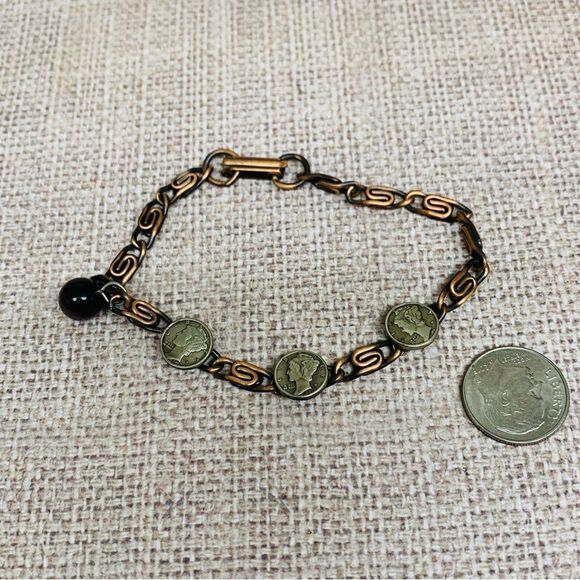 VTG Copper Mercury Dime Bracelet - Picture 1 of 4